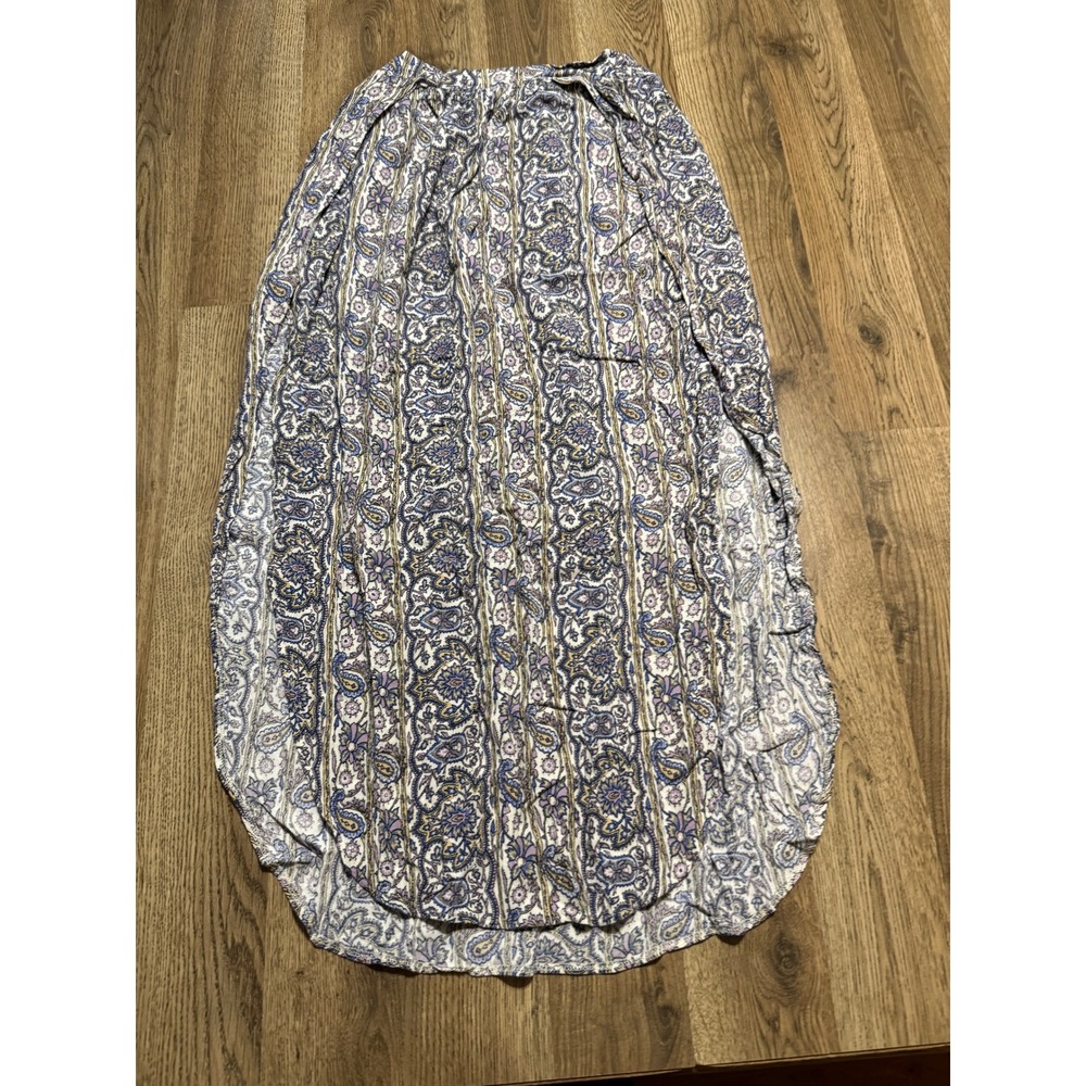 American Eagle Outfitters Dress Women Small Blue Paisley Maxi Skirt High Low Hem
